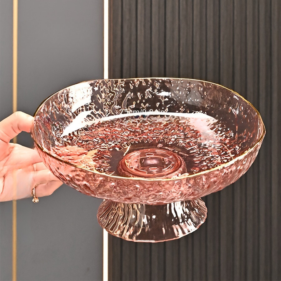 ClearServe Fruit Bowl - Transparent PET Bowl with Drain for Snacks