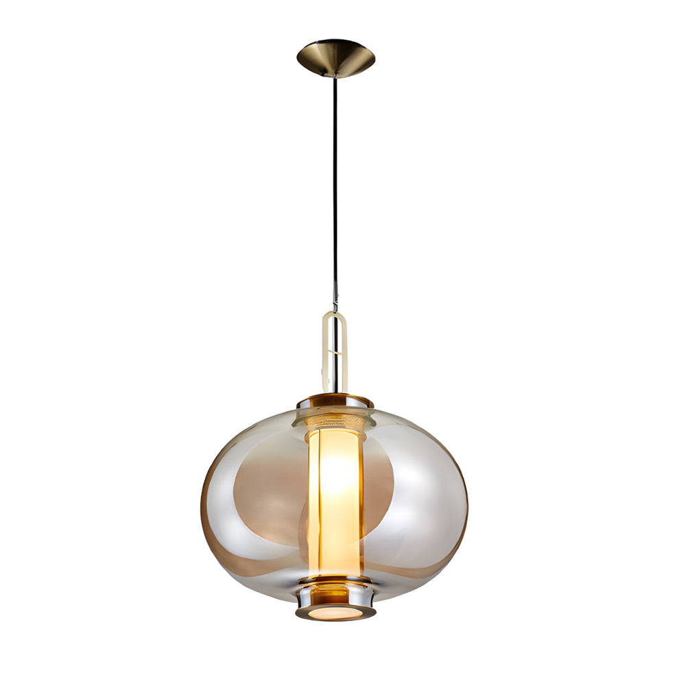 Lampada a sospensione in vetro ambra