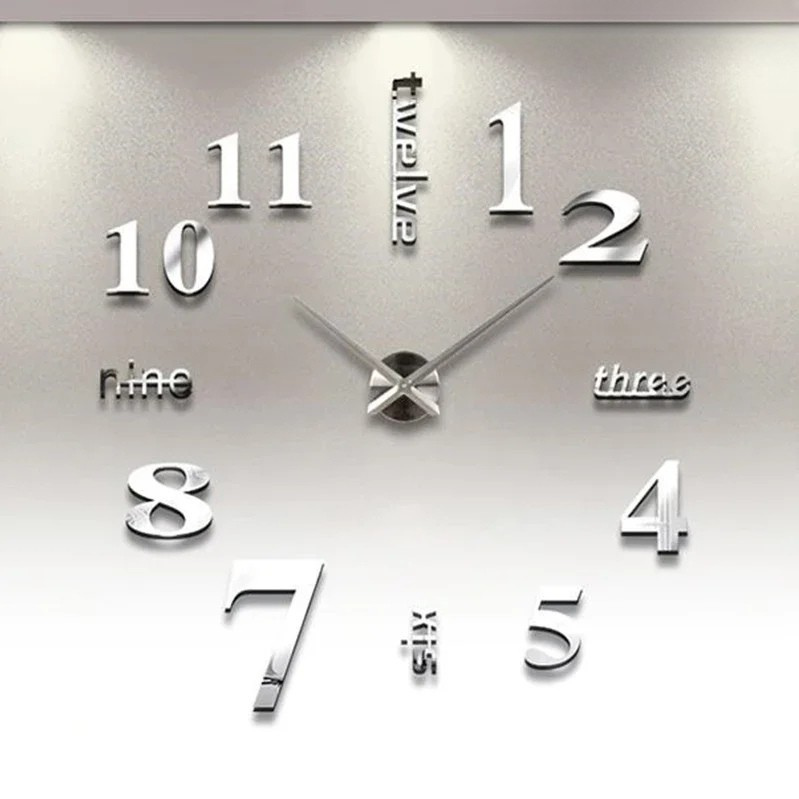 3D Mirror - Roman Numerals DIY Wall Clock for Modern Decoration