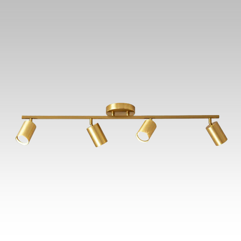 Lámpara de techo LED minimalista con riel tubular dorado y pantalla metálica