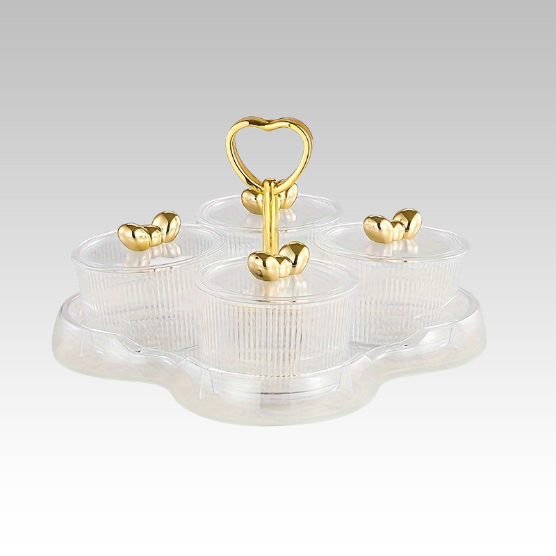 AcrylicServe Set - 4-piece Acrylic Nut & Candy Bowl Set with Lid
