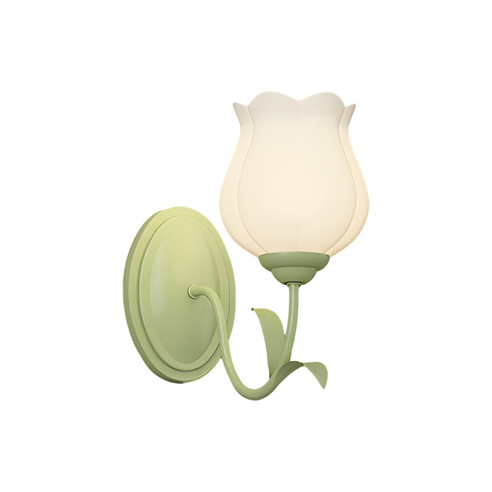 Applique Verde a Tre Fasi Dimmerabile in Vetro con Fiori 1/2-Luce