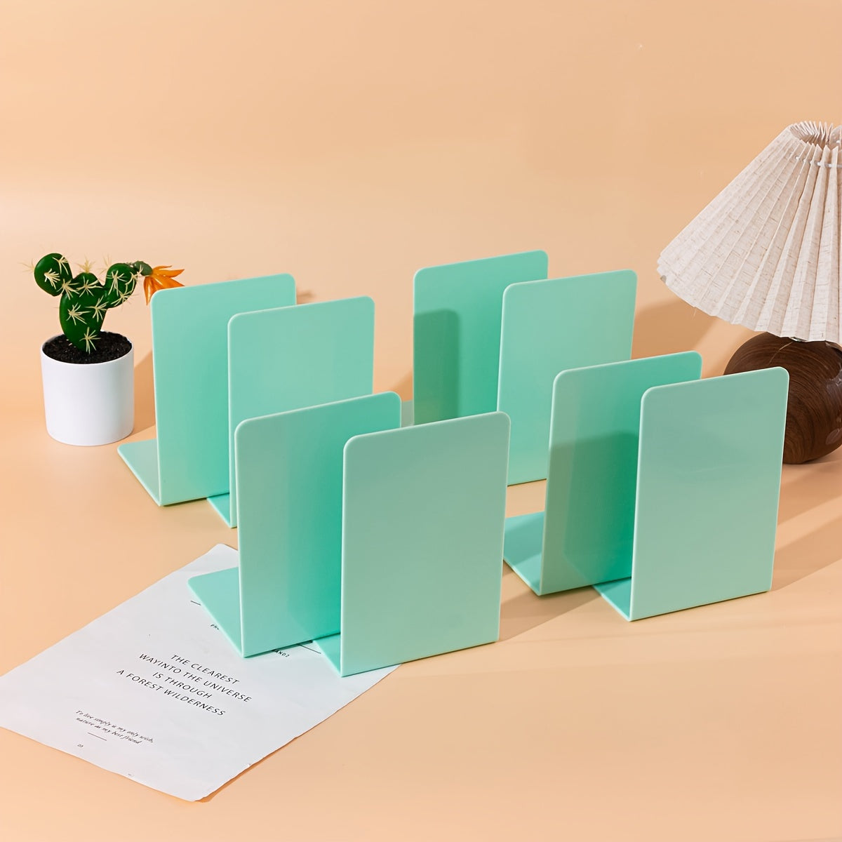 Conjunto de 8 Suportes de Livros em Forma de L - Material PP Durável, Organizador para Secretária e Estudantes