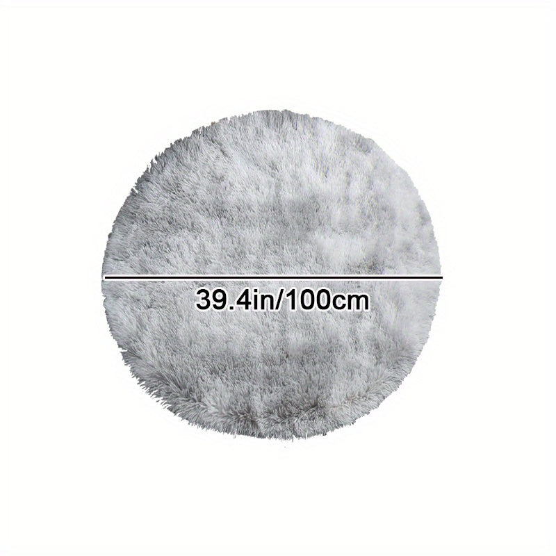 Round Rainbow Fluffy Rug – Tie Dye Colorful, Soft Play Mat for Children, Bedroom or Living Room Decor