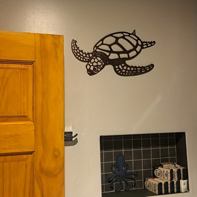 1 pezzo Arte Murale in Metallo a Forma di Tartaruga Marina - Decorazione Artigianale per Interni in Stile Costiero per il Soggiorno - Accento Artistico a Tema Nautico