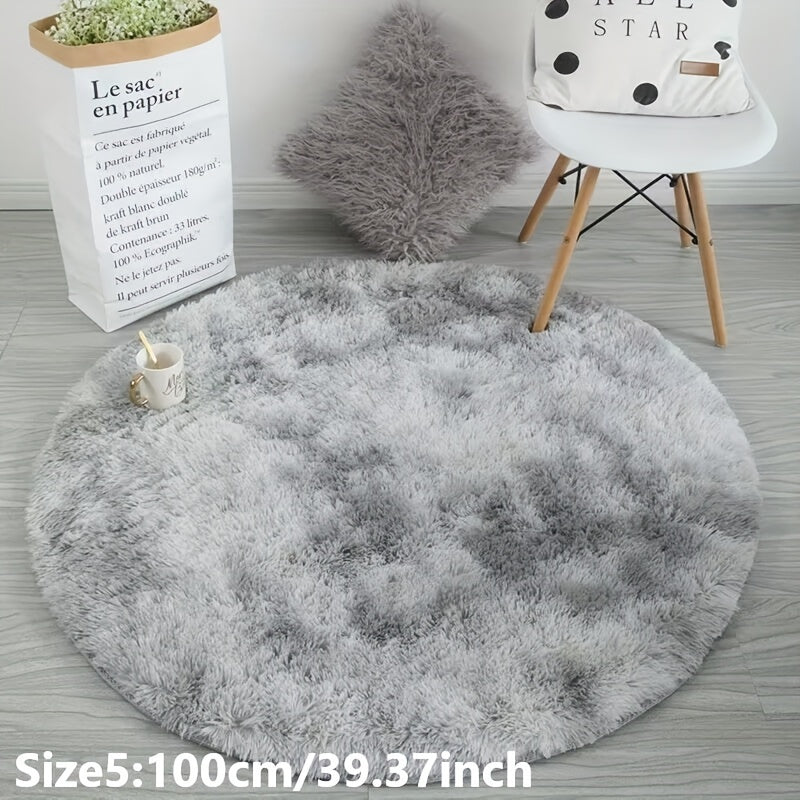 1pc Tappeto Rotondo in Peluche Tie-dye - Morbido e Caldo Tappeto Decorativo per Soggiorno, Camera da Letto e Yoga