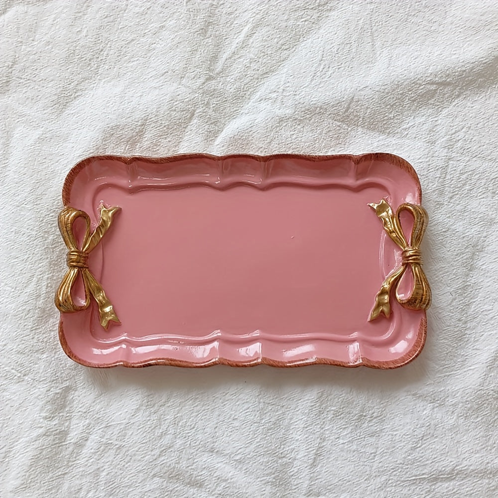VintageServe Dessert Table - Rectangular Resin Candy Dish with Bow Closure