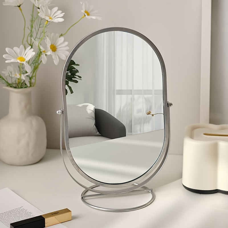 Specchio per Trucco Rotante a 360° – Cornice in Ferro, Compatto e Portatile, Nessuna Elettricità Necessaria