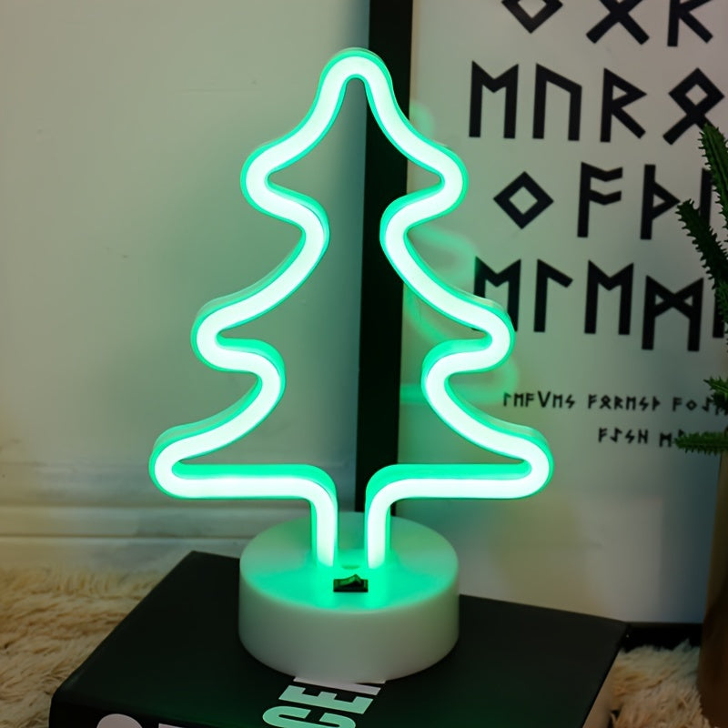 FestiveGlow - LED Neon Christmas Tree Lamp, USB/Battery Dual Power