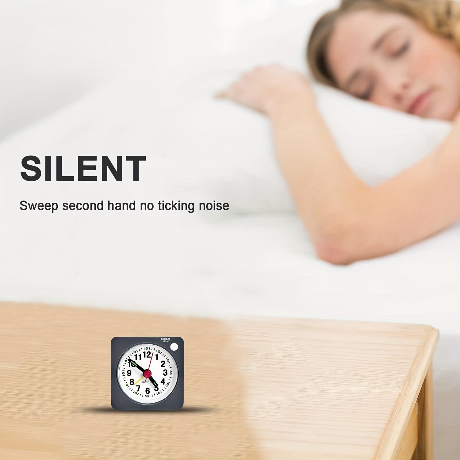 TravelSquare - Compact Travel Clock with Snooze and Night Light