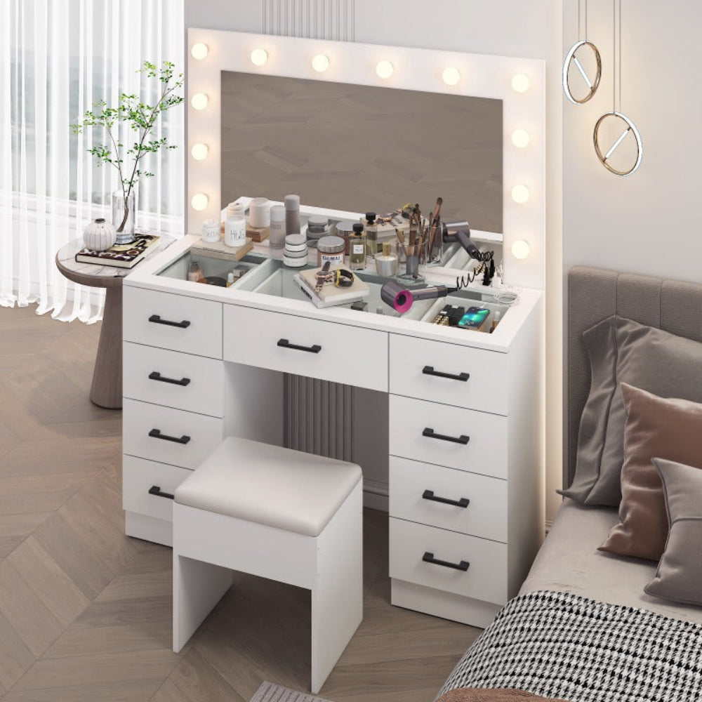 Specchio con lavagna illuminazione LED vintage bianco tavolo trucco