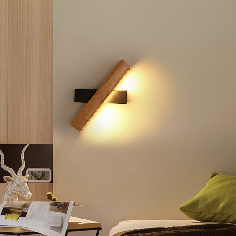 LinearLight - Lampada da parete LED moderna in legno rotante per camera da letto