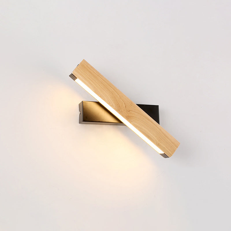 LinearLight - Lampada da parete LED moderna in legno rotante per camera da letto