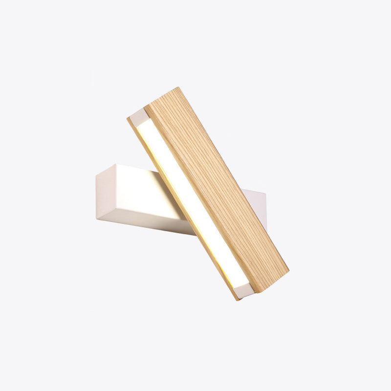 LinearLight - Lampada da parete LED moderna in legno rotante per camera da letto