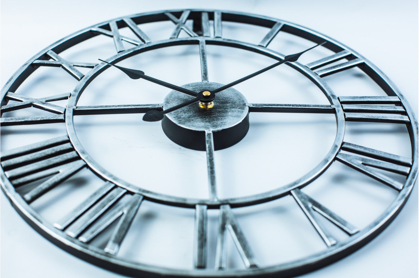 Large Retro Wall Clock made of Iron in Vintage Style