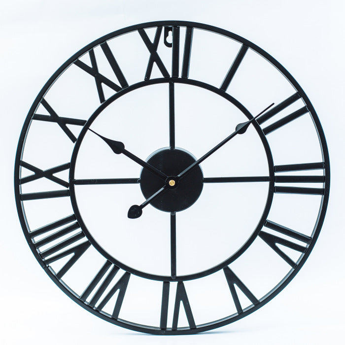 Large Retro Wall Clock made of Iron in Vintage Style