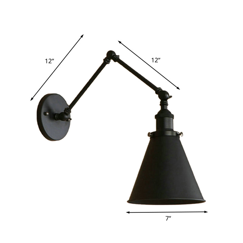IndustrialFarm - Lampada da parete a muro conico in stile fattoria nera/ruggine