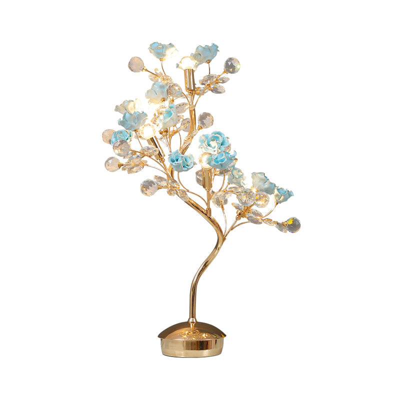 Eleganza coreana - Lampada da tavolo con 5 luci e accenti in cristallo