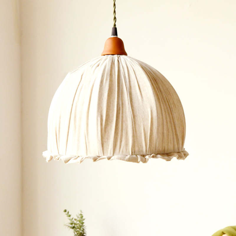 EcoLume - Lampada a sospensione LED scandinava in tessuto beige
