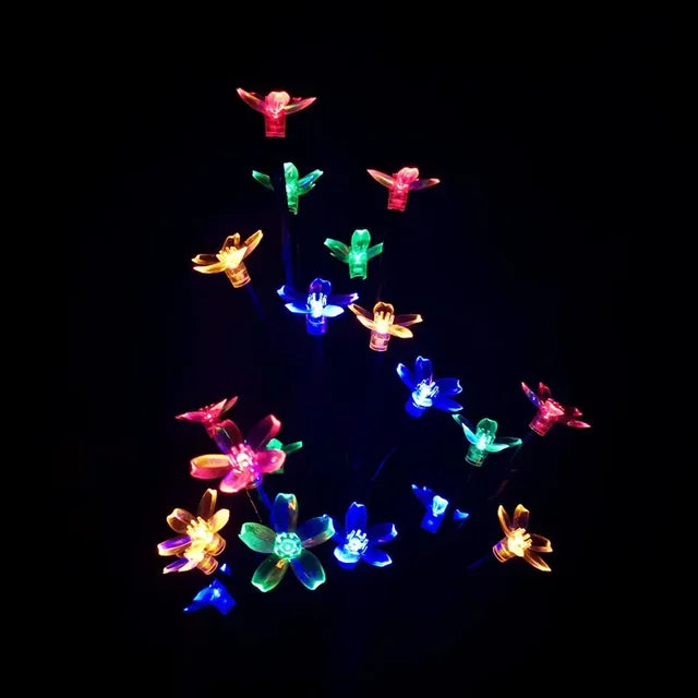 LumiBlossom - Luz colgante LED solar con flor de durazno – Resistente a la intemperie y eficiente energéticamente
