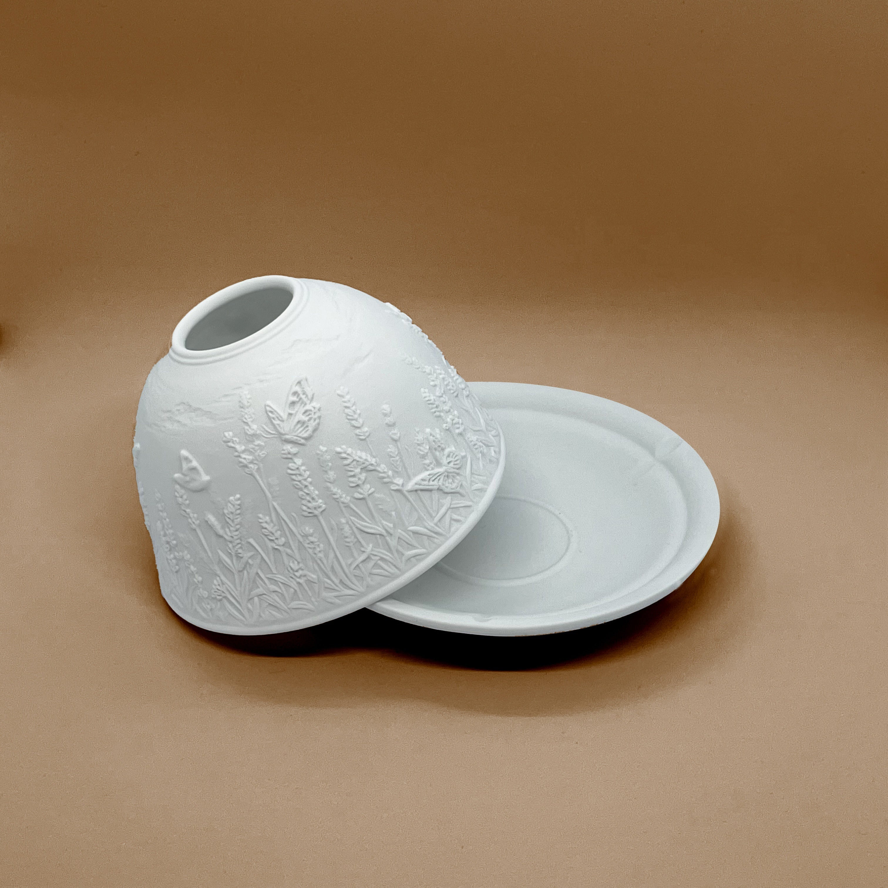 Conjunto de Castiçais de Porcelana - Design de Borboleta de Alfazema, Suporte de Velas 3D para Decoração de Sala de Estar e Mesa de Jantar