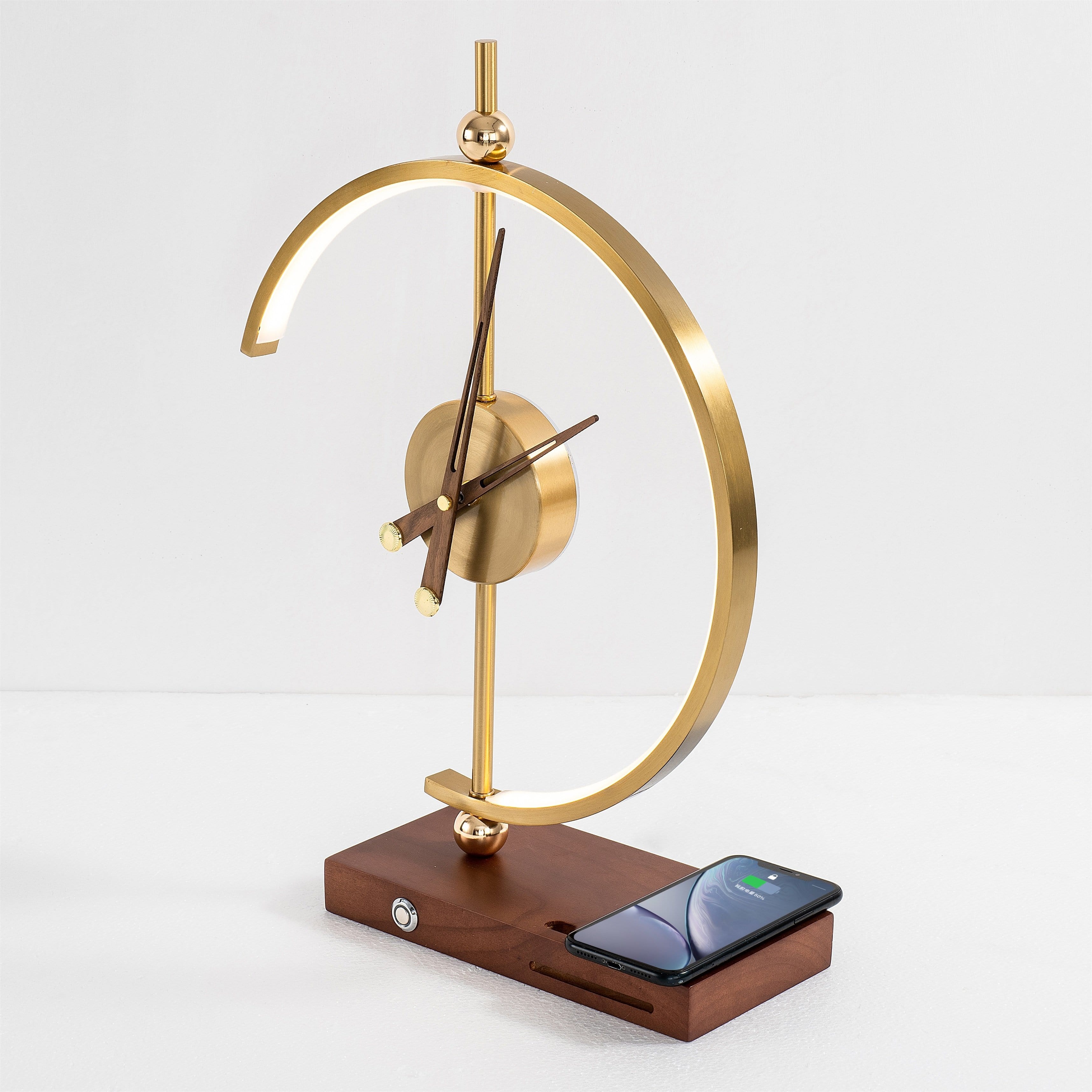Aurora - Lampada da Tavolo Moderna Senza Fili Ricaricabile con Orologio