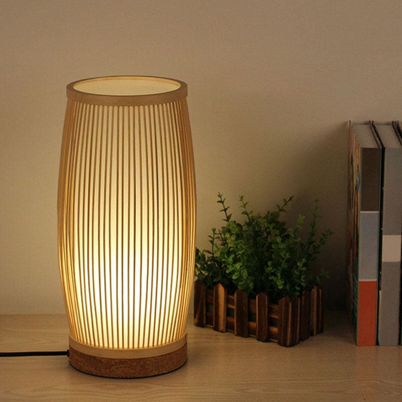 BambooGlow - Lampada da Tavolo in Bambù Lampada Notturna – Lampada in Legno Elegante
