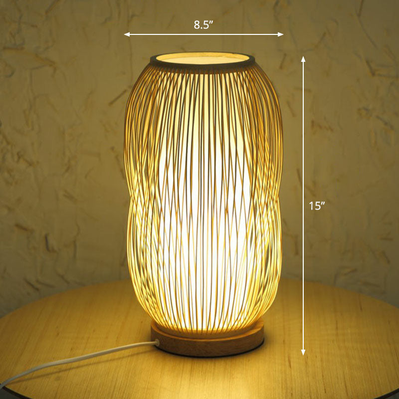 Lampada da Comodino Gearceerde - Illuminazione da Tavolo Contemporanea in Bambù e Legno