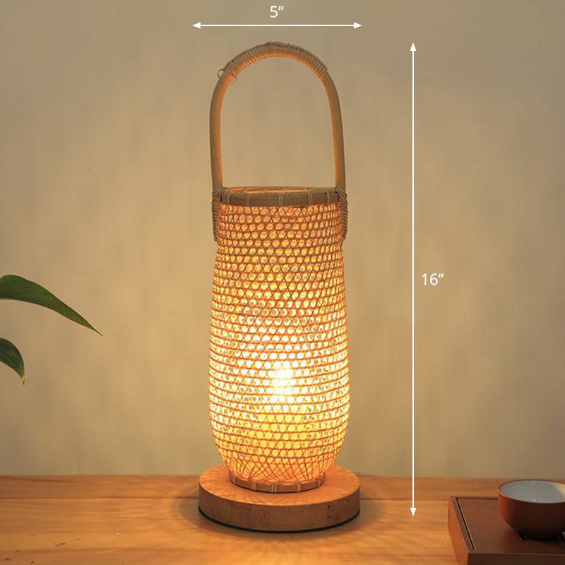 Lampada da Comodino Gearceerde - Illuminazione da Tavolo Contemporanea in Bambù e Legno