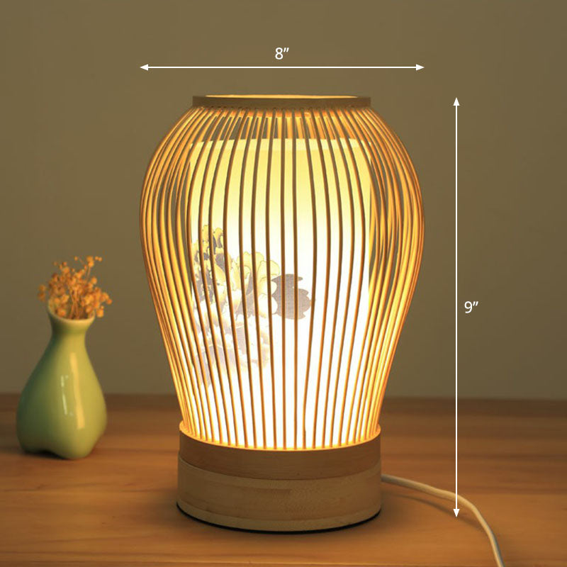Lampada da Comodino Gearceerde - Illuminazione da Tavolo Contemporanea in Bambù e Legno