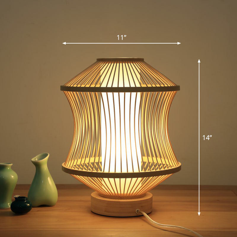 Lampada da Comodino Gearceerde - Illuminazione da Tavolo Contemporanea in Bambù e Legno