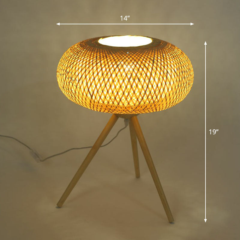 Lampada da Comodino Gearceerde - Illuminazione da Tavolo Contemporanea in Bambù e Legno