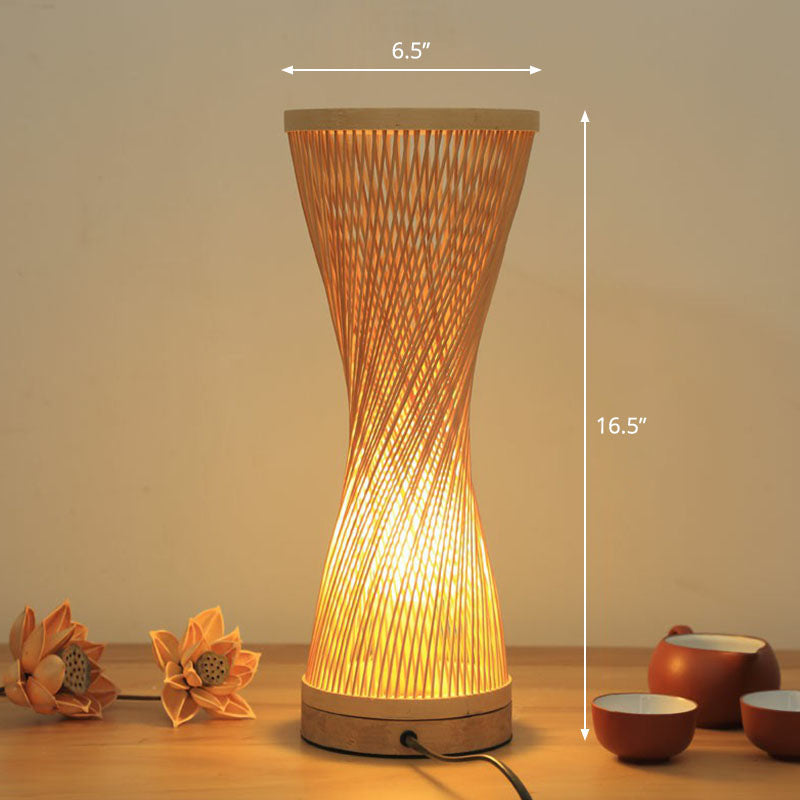 Lampada da Comodino Gearceerde - Illuminazione da Tavolo Contemporanea in Bambù e Legno