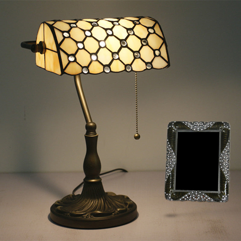 Lampada da tavolo a mezza cilindro - Lampada da comodino antica a 1 luce con catena a tirante