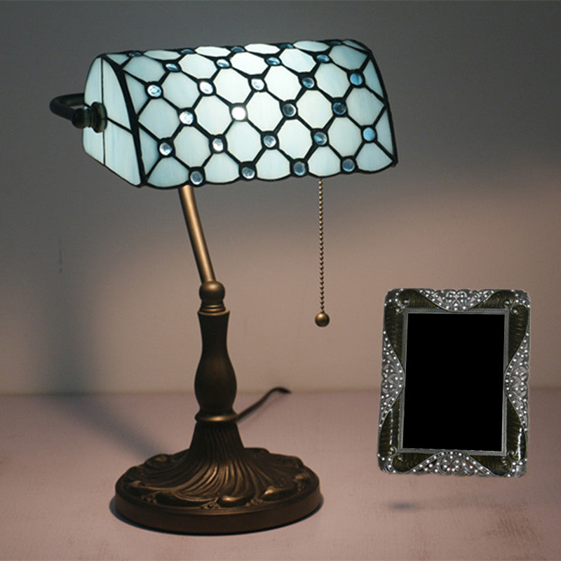 Lampada da tavolo a mezza cilindro - Lampada da comodino antica a 1 luce con catena a tirante