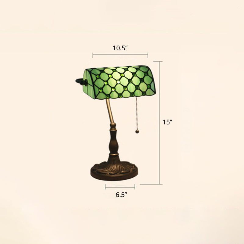 Lampada da tavolo a mezza cilindro - Lampada da comodino antica a 1 luce con catena a tirante