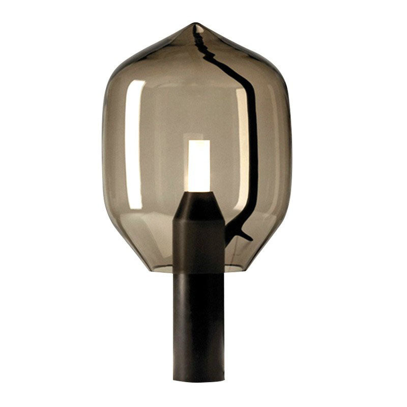Lampada da Tavolo Bocciolo di Fiore in Vetro - Moderna Luce Notturna Nera per Soggiorno