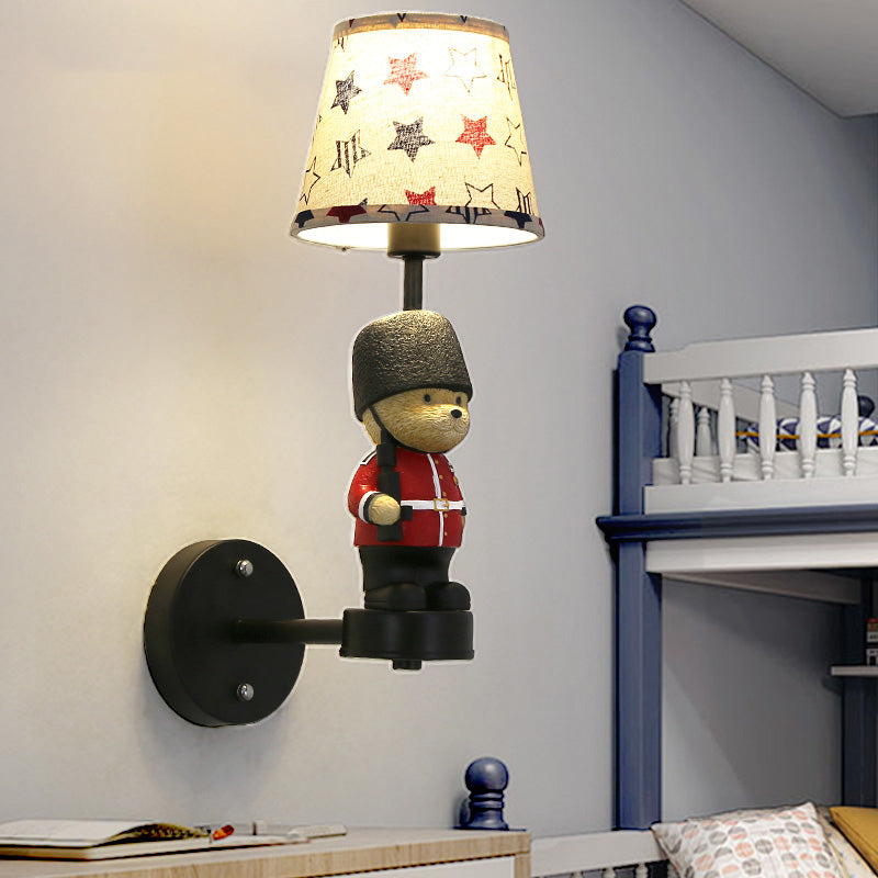 Aplique de Pared Empire Shade - Lámpara de Tela Kinderstijl en Negro con Decoración Trooper