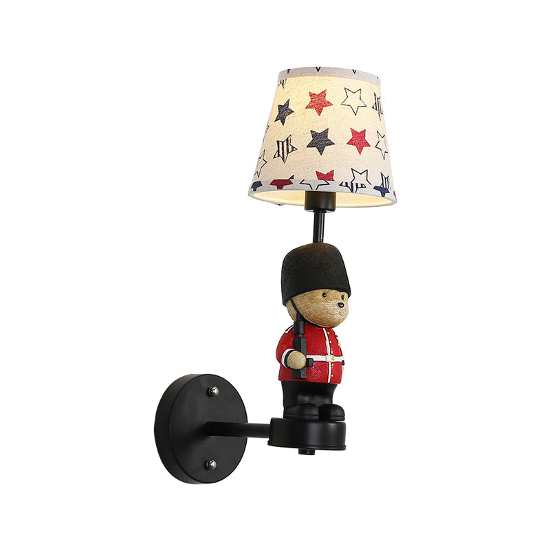 Applique da parete Empire Shade - Lampada da parete in tessuto Kinderstijl nera con decorazione Trooper
