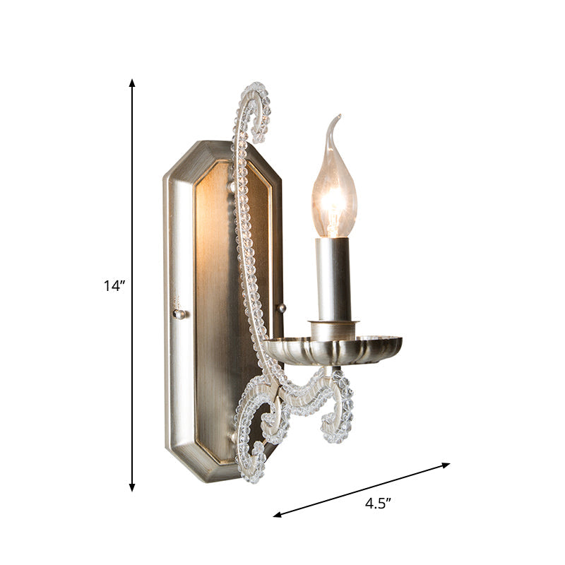 CrystalElegance - Castiçal de Parede em Prata com Contas de Cristal para Corredor