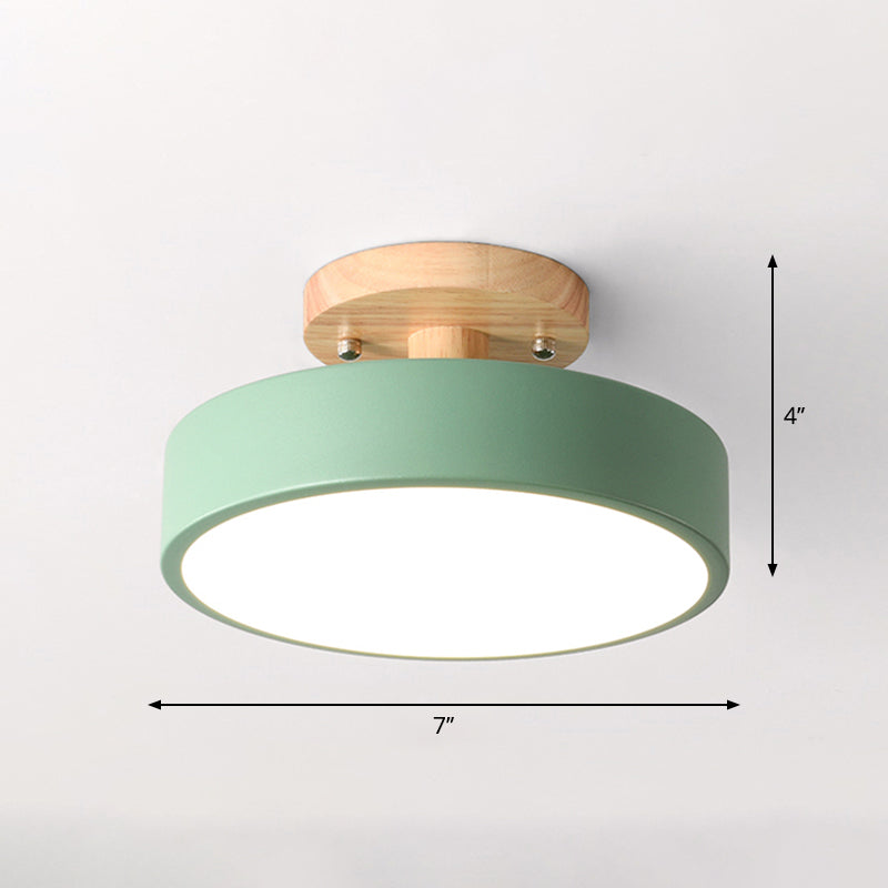Lampada da soffitto LED Semplice in legno Semi incasso con paralume acrilico rotondo