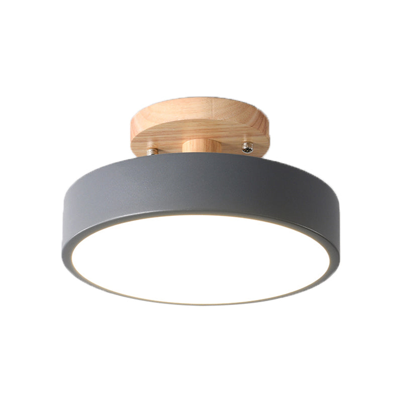 Lampada da soffitto LED Semplice in legno Semi incasso con paralume acrilico rotondo