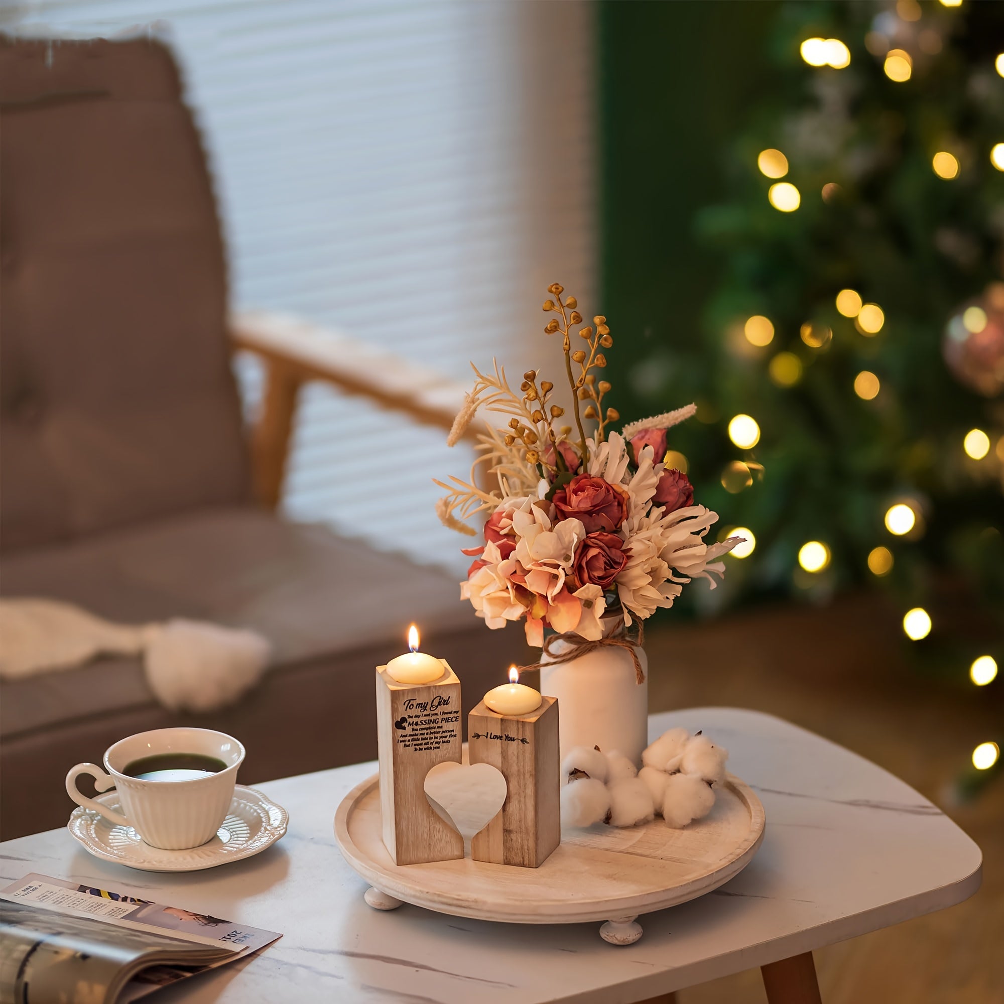 WoodBowl - Round Wooden Bowl with 4 Legs | For Wedding & Christmas Decor