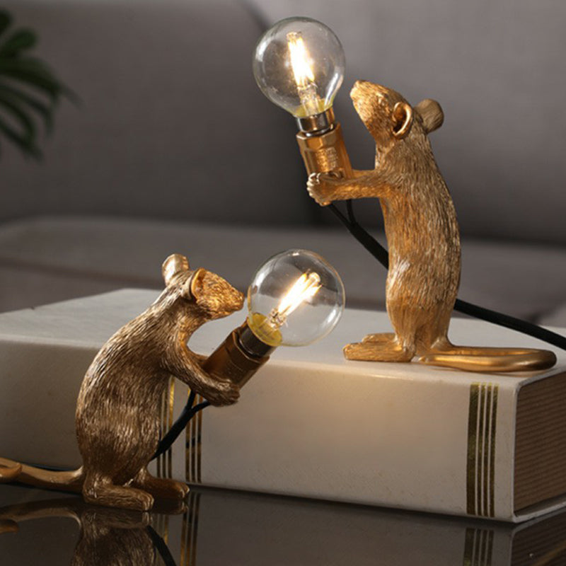 Lampada da tavolo a forma di topo in stile bambino - Resina, luce notturna a 1 luce per camera da letto