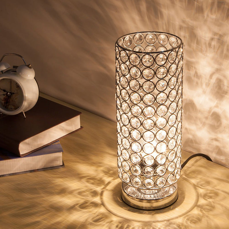 Lampada da tavolo in cristallo - Luce notturna moderna con finitura cromata
