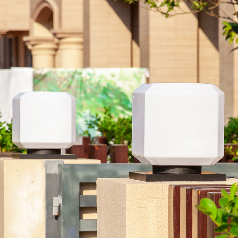 Lampione Stradale a Forma di Cubo in Acrilico - Lampada da Giardino a LED Solare Bianca