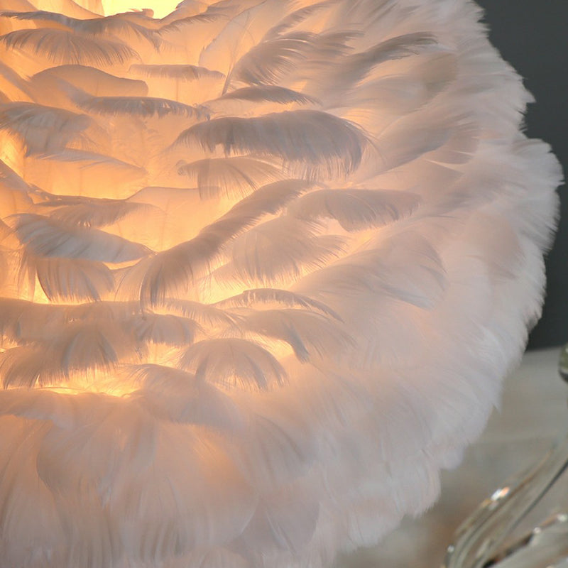 Lámpara de cúpula romántica - Moderna lámpara de cama de 1 luz con decoración de cristales