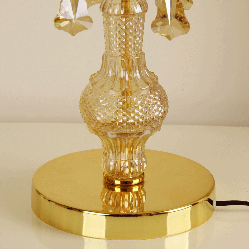 Lampada da tavolo in cristallo - Lampada da notte tradizionale con finitura dorata