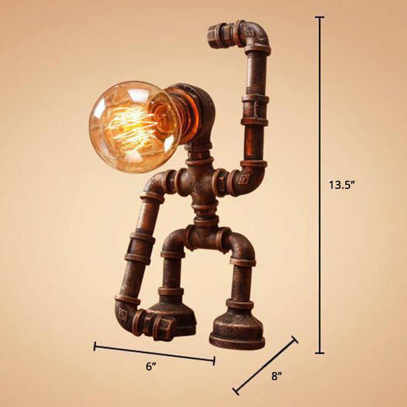 Lampada da tavolo robot Industrieel Heracles - Lampada da notte retrò in bronzo