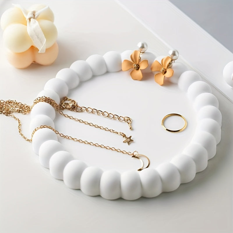 RingTray - Prato Redondo Branco para Joias | Para Anéis, Brincos e Chaves